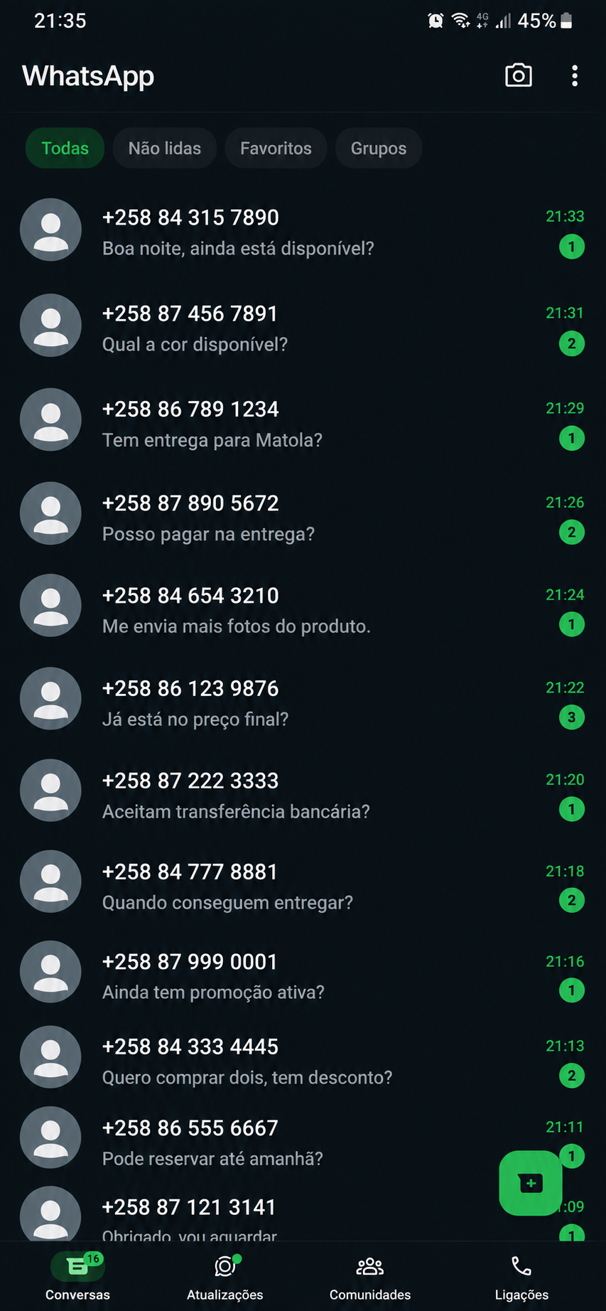 Resultado real de aluno