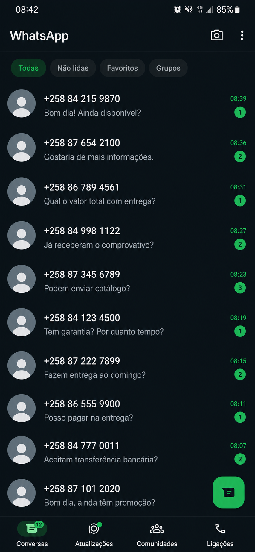 Resultado real de aluno